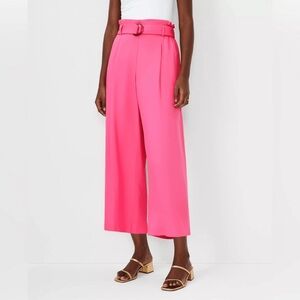 NWT Ann Taylor Pink Tie-Waist Wide-Leg Ankle Pants Sz PS
